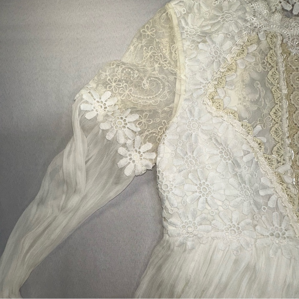 Free People Lou Lou Babydoll Dress White 6 Ethereal Fairy Wedding Whimsigoth - Picture 7 of 16